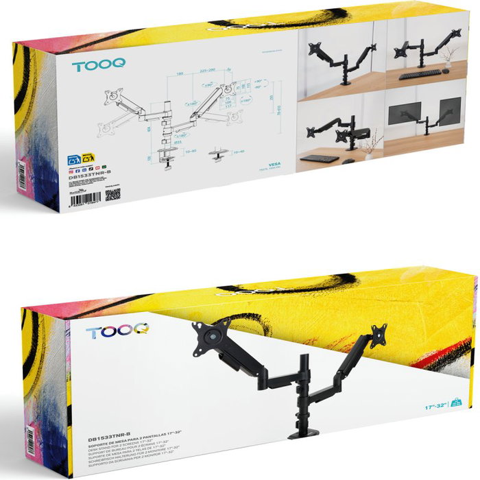 Tooq Soporte de Mesa para 2 Monitores DB1533TNR-B Negro Tooq Soporte de Mesa para 2 Monitores DB1533TNR-B Negro
